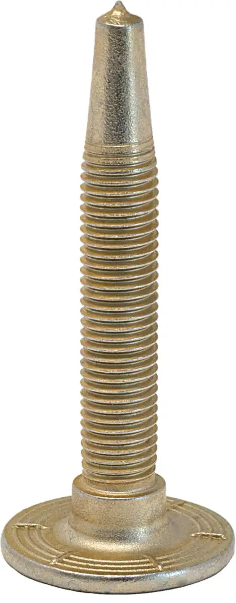 Gold-colored race studs with pointed tip and support plates for snocross race studs