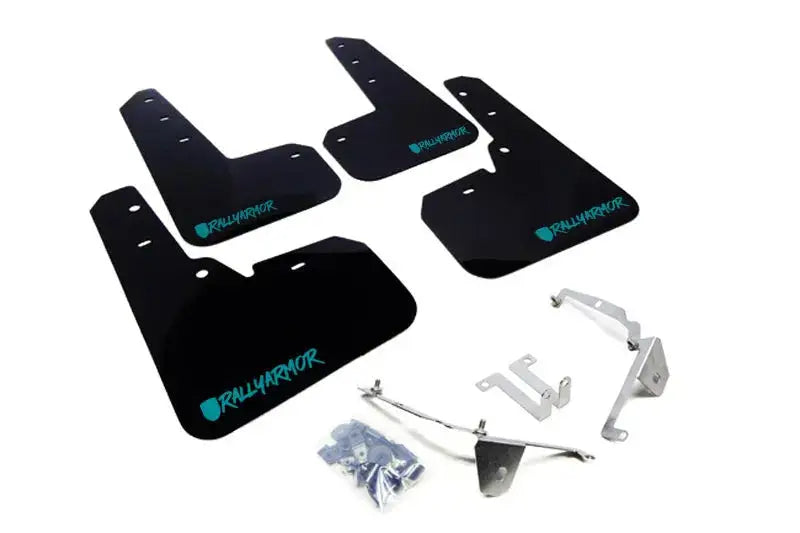 Rally Armor 13-17 Subaru Crosstrek XV Black UR Mud Flap w/ Teal Altered Font Logo - Body & Protection