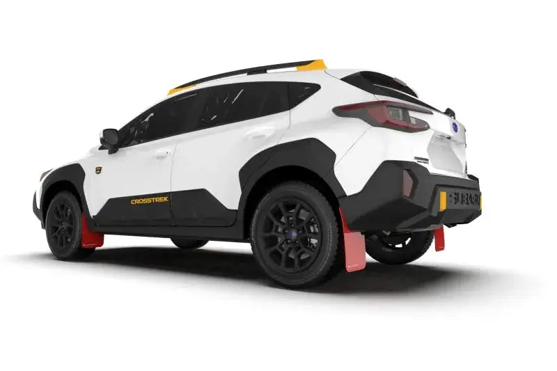 2024 Subaru Crosstrek with Rally Armor red mud flaps and black logo