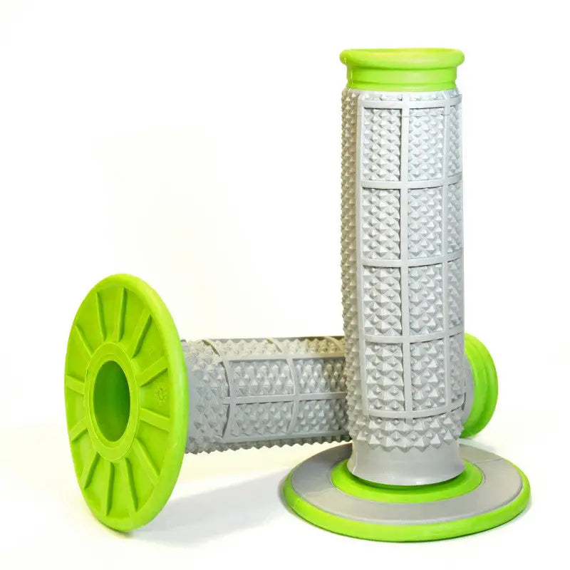 Renthal MX Dual Compound Grips Tapered 1/2 Waffle - Grey/ Green - G193