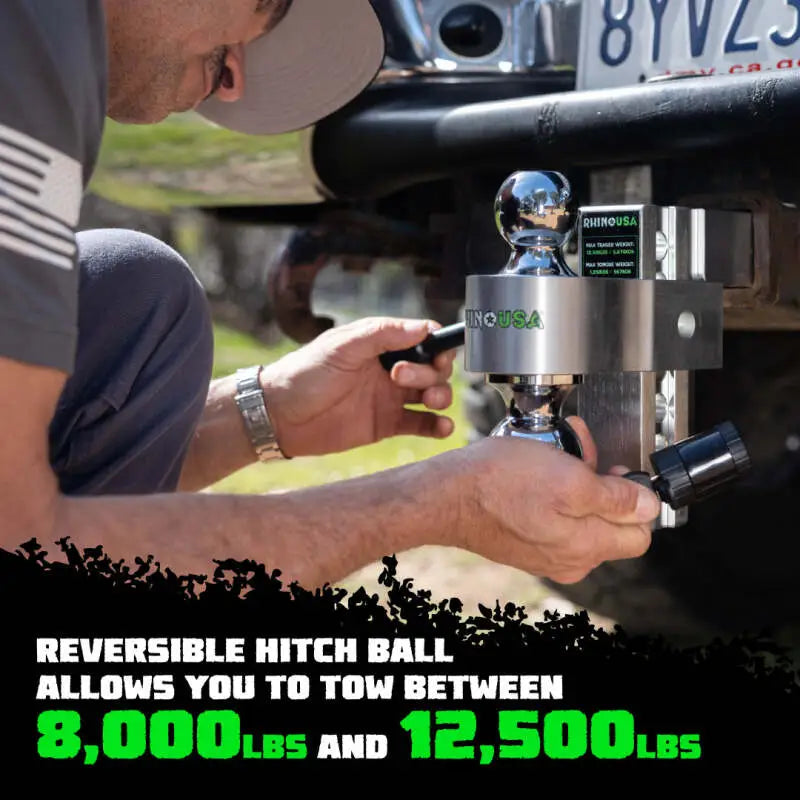 Rhino USA 6In Heavy Duty Drop Hitch - 2In (Silver) - Rhino USA