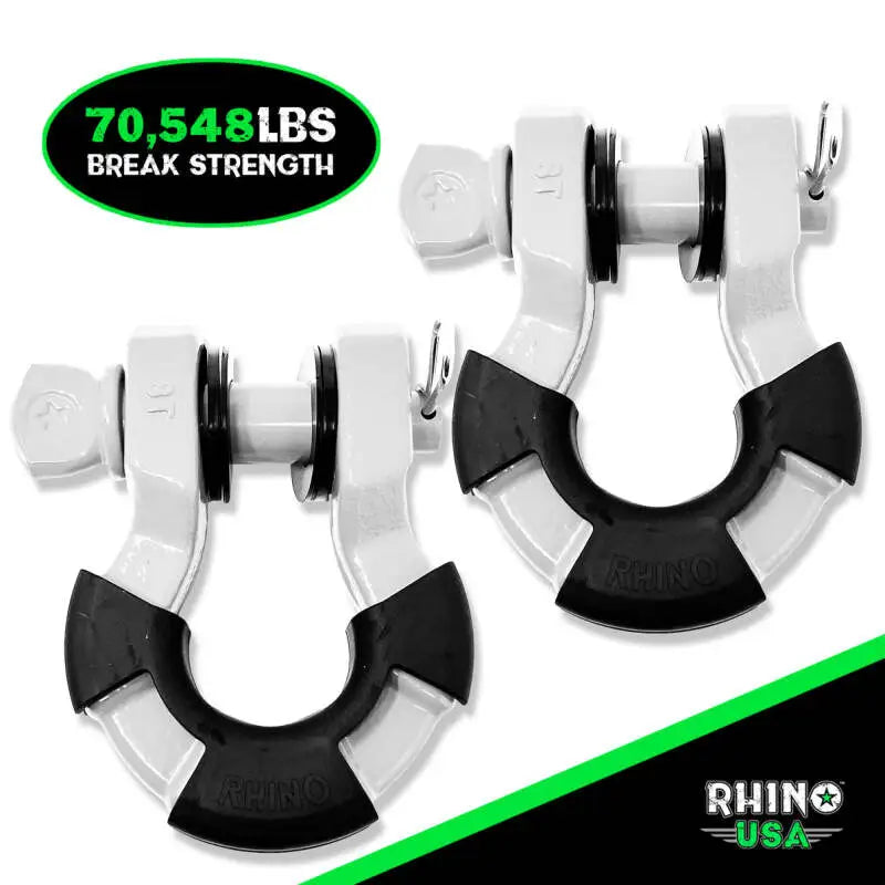 Rhino USA 8T Super Shackle 2-Pack (White) - Rhino USA