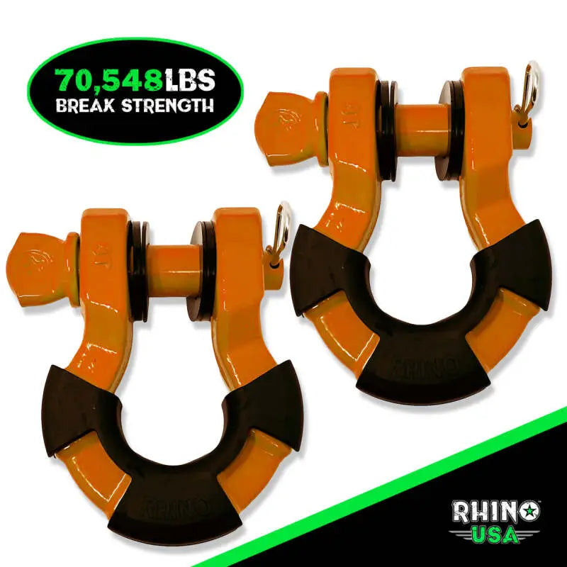 Rhino USA 8T Super Shackle 2-Pack (Orange) - Rhino USA