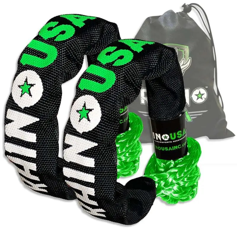 Rhino USA Synthetic Soft Shackles Green (2-Pack) - Rhino USA