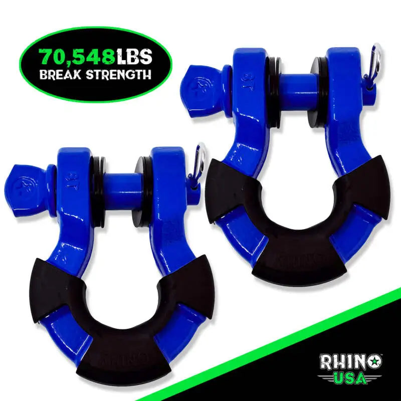 Rhino USA 8T Super Shackle 2-Pack (Blue) - Rhino USA