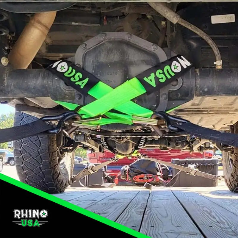 Rhino USA Axle Tie Down Straps (4-Pack) 2In X 38In - Green - Rhino USA