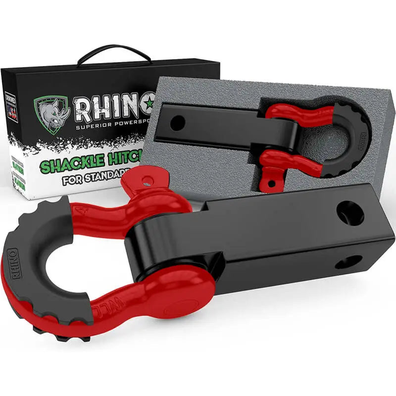 Rhino USA Shackle Hitch Receiver W/ D-Ring (Red) - Rhino USA