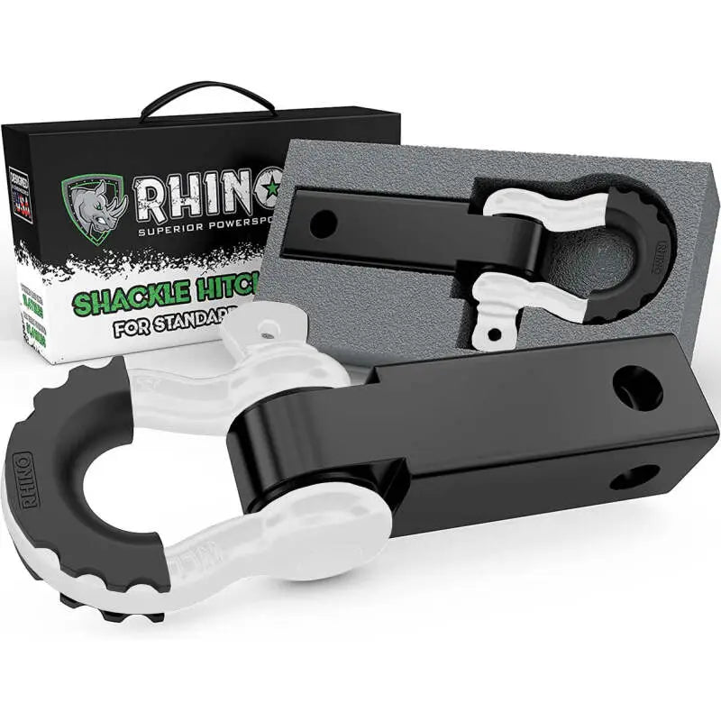 Rhino USA Shackle Hitch Receiver W/ D-Ring (White) - Rhino USA