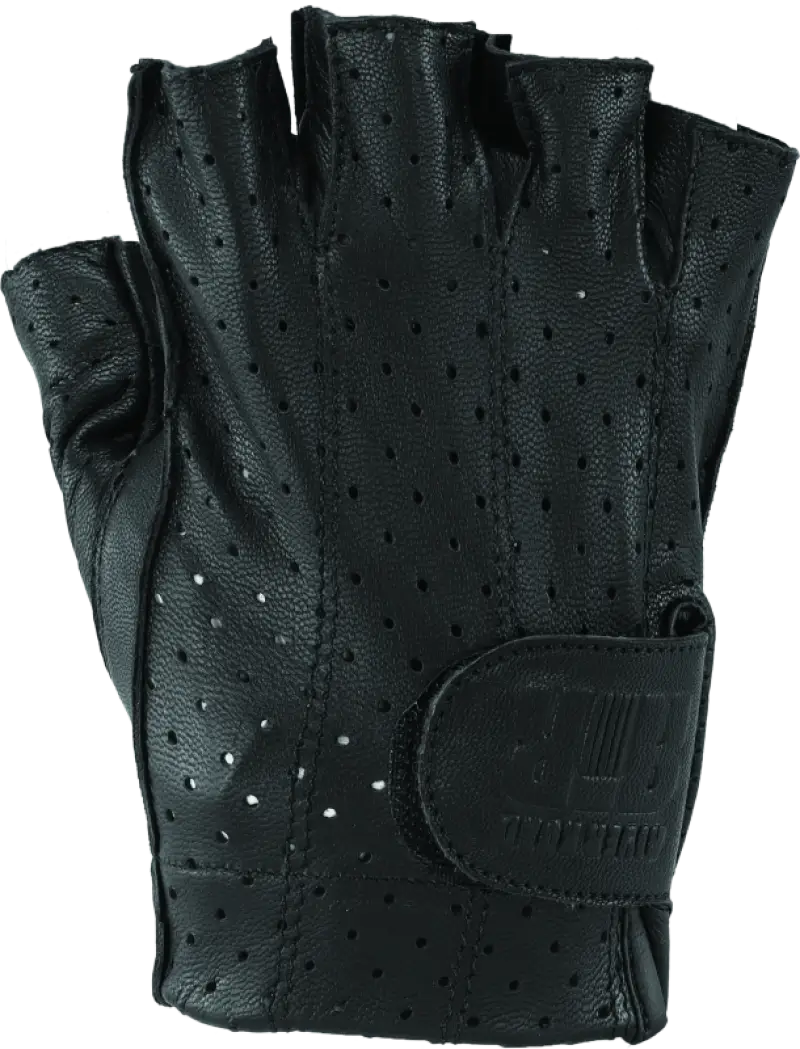 Black fingerless leather shorty gloves from River Road Buster Vintage series in 3XL