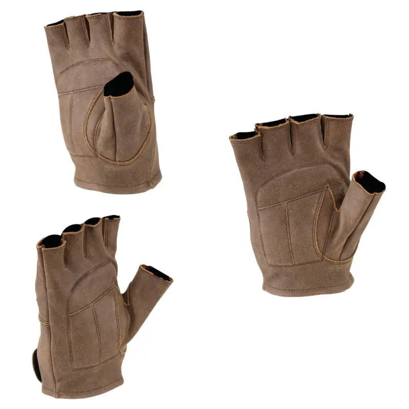 River Road Buster vintage shorty gloves shown in brown with three fingerless style