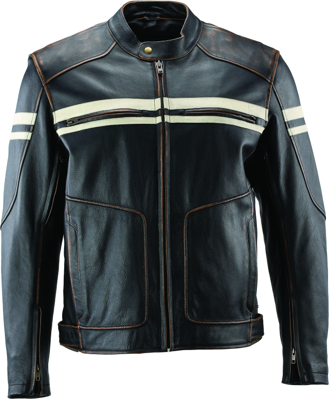 River Road Hoodlum Vintage Leather Jacket Black - Medium - 094383