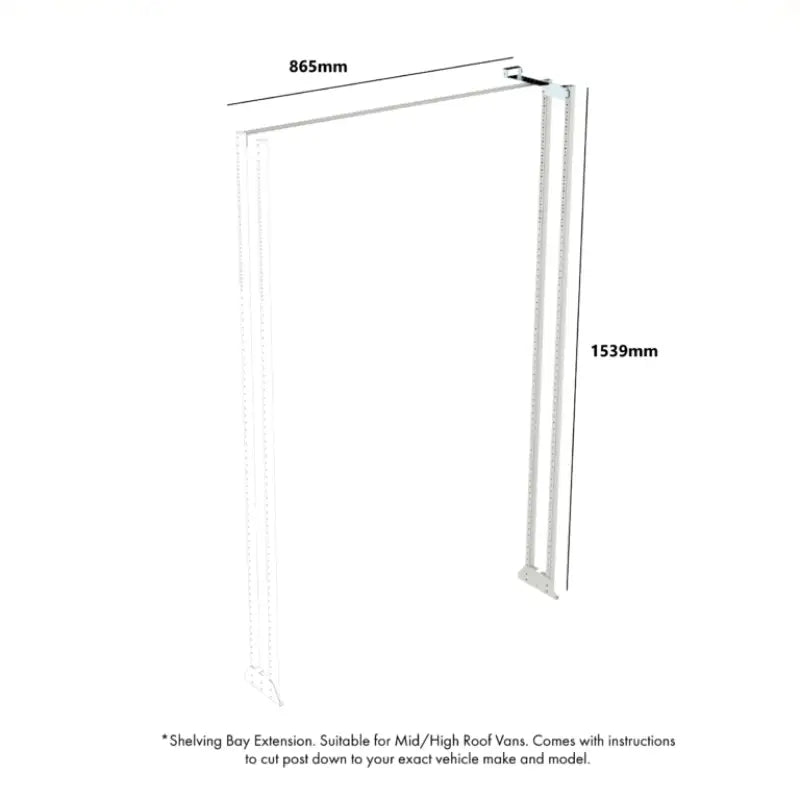 RSEFR/HD/80/1539 Rolacase Shelving Ext Frame 8-Series Low - Van Storage System Shelf Support