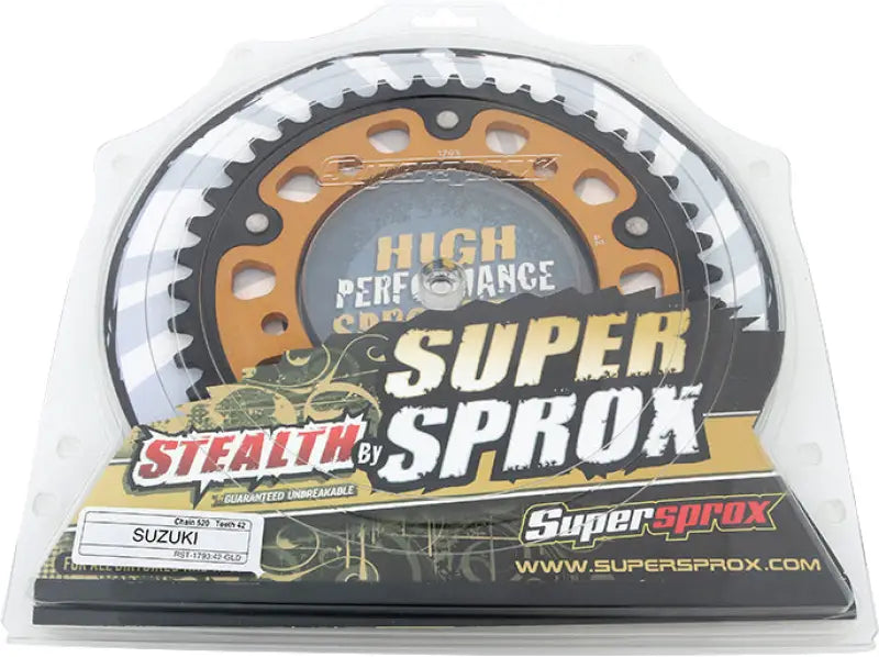 RST-1793-42-GLD Rear Stealth Sprocket Alu/Stl 42t 520 Gld Hay/Suz/Tri