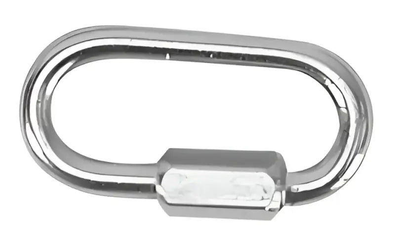 S-1551P Whitecap 3/16 Z.P. Steel Quick Link in zinc-plated steel, showcasing oval shape and threaded closure. Perfect for secure rigging and outdoor use.