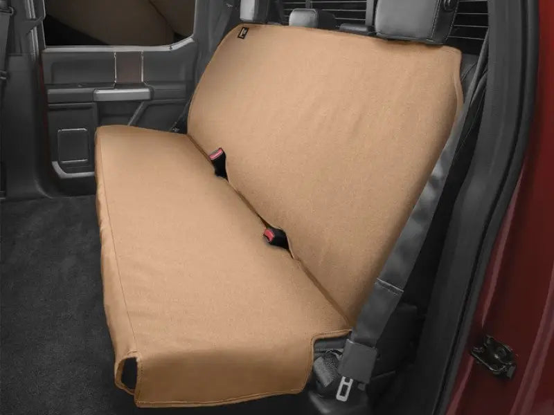 Seat Cover Bench Seat; Polycotton Twill; Tan; Single; Uses Headrests To Install; If Equipped Center Seatbelt