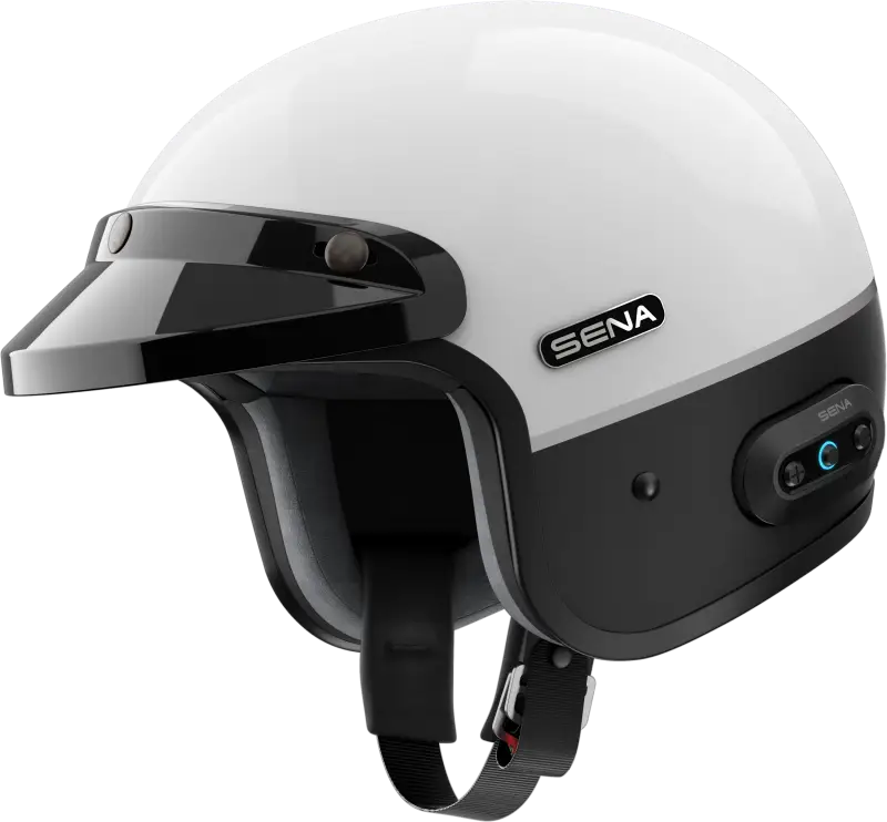 Surge Open Face Helmet W/Mesh Glossy White/Matte Black Md - SENA