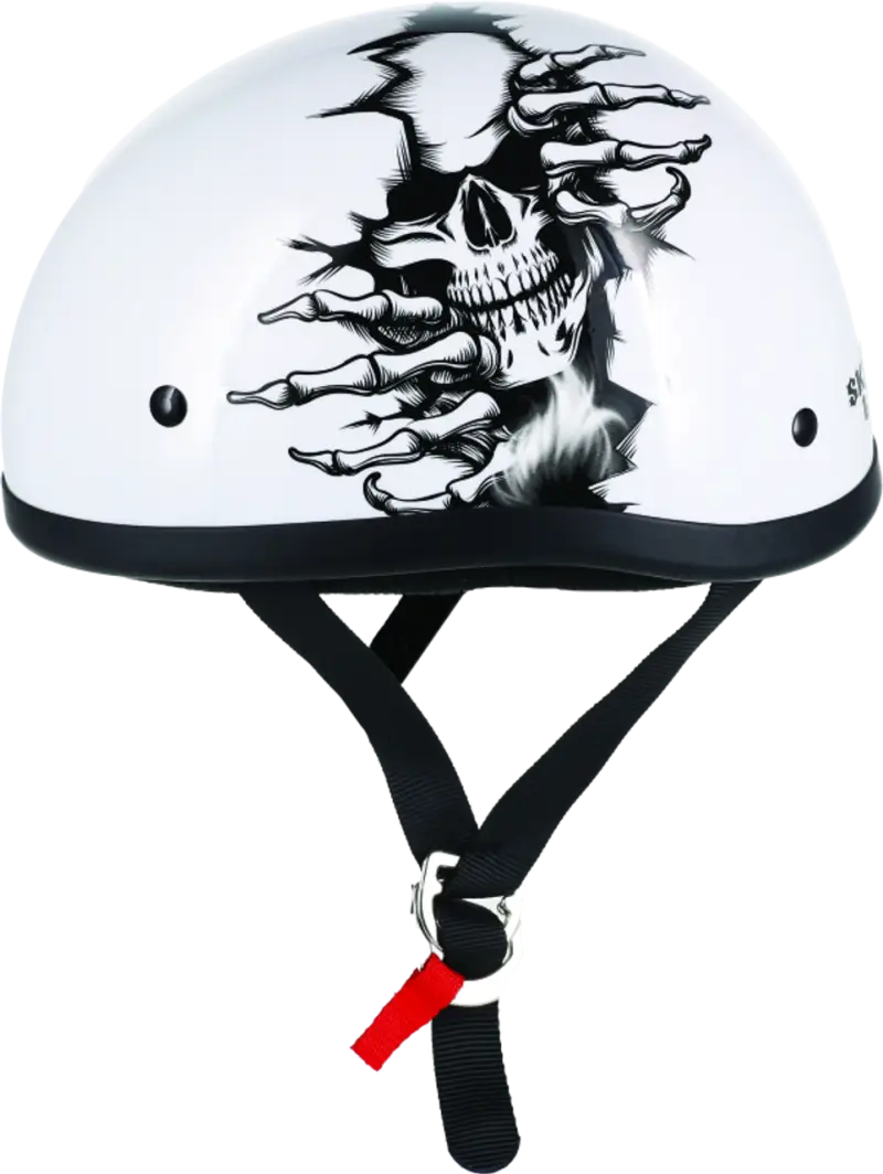 White Skid Lids Born Wild Original Helmet with skull graphic for XL heads