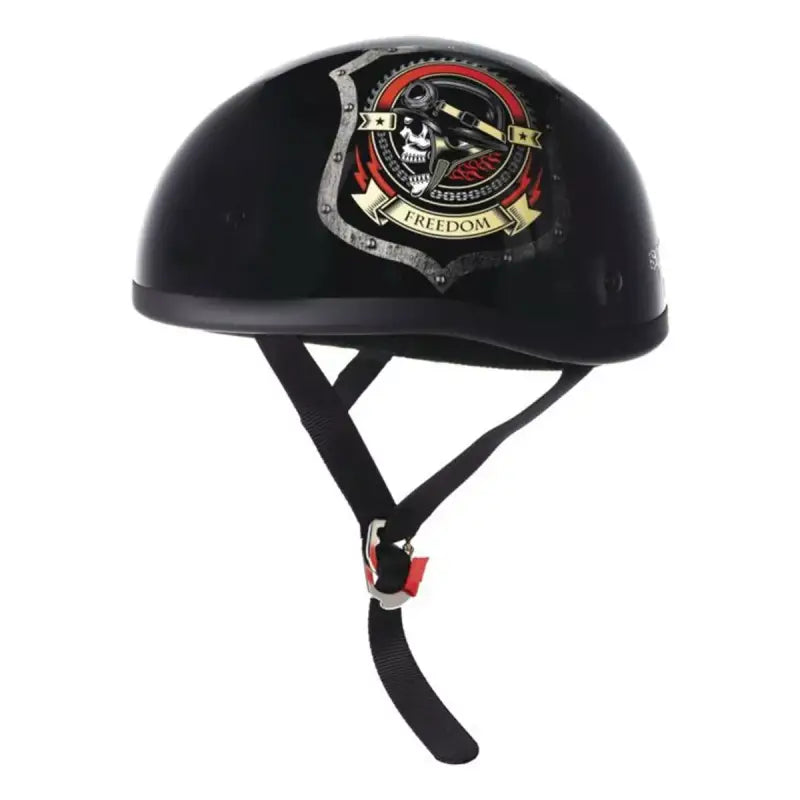Black Skid Lids Freedom Original Helmet with Skull Graphic for Lids Freedom Original style