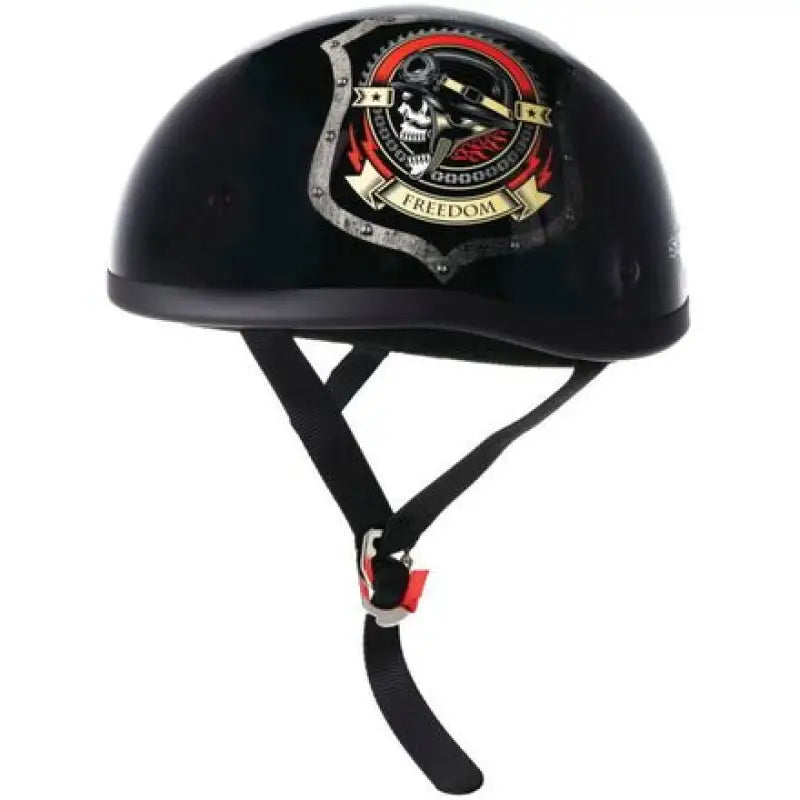 Black Skid Lids Freedom Original Helmet with Skull Graphic for max style and protection