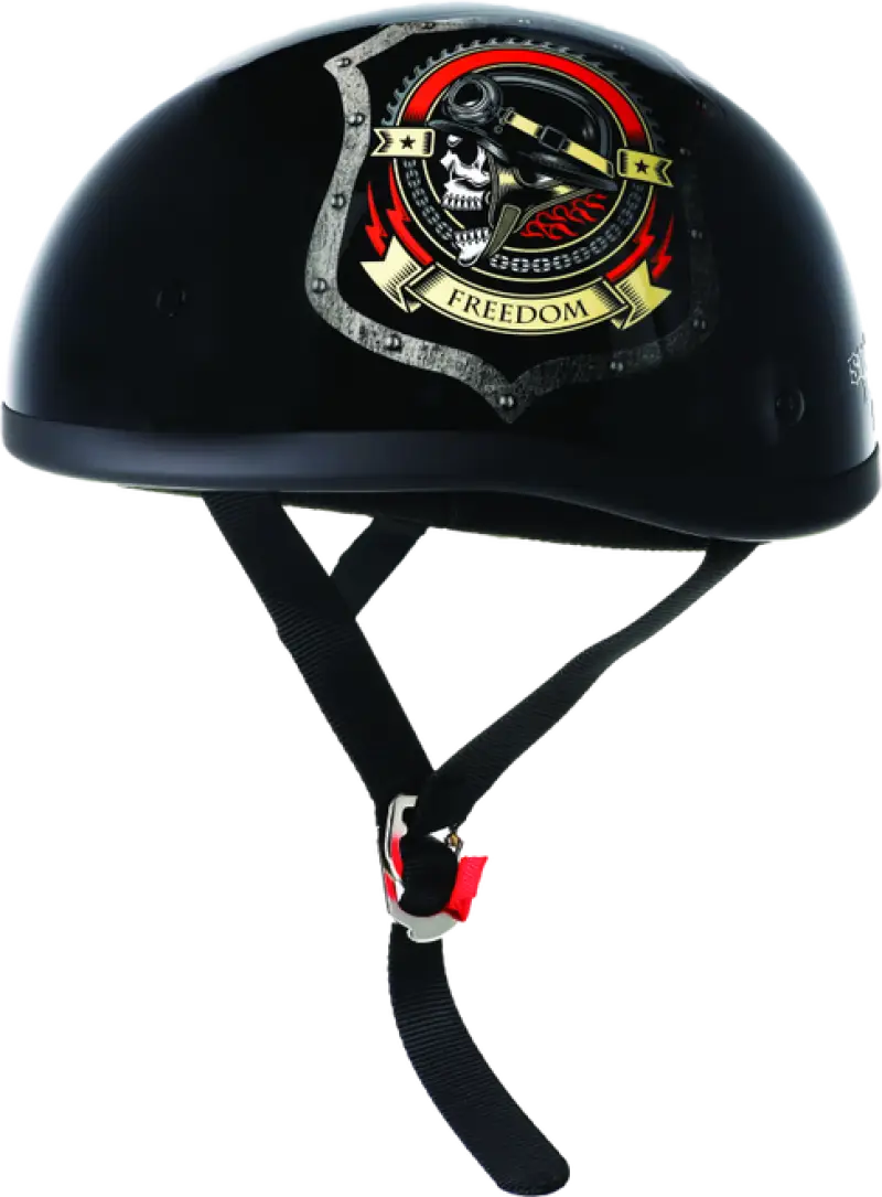 Black Skid Lids Freedom Original Helmet with skull graphic for XL size