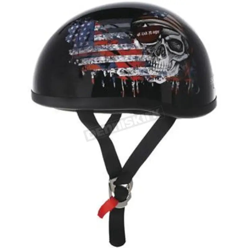Black Skid Lids Live to Ride Original Helmet with Skull and American Flag design