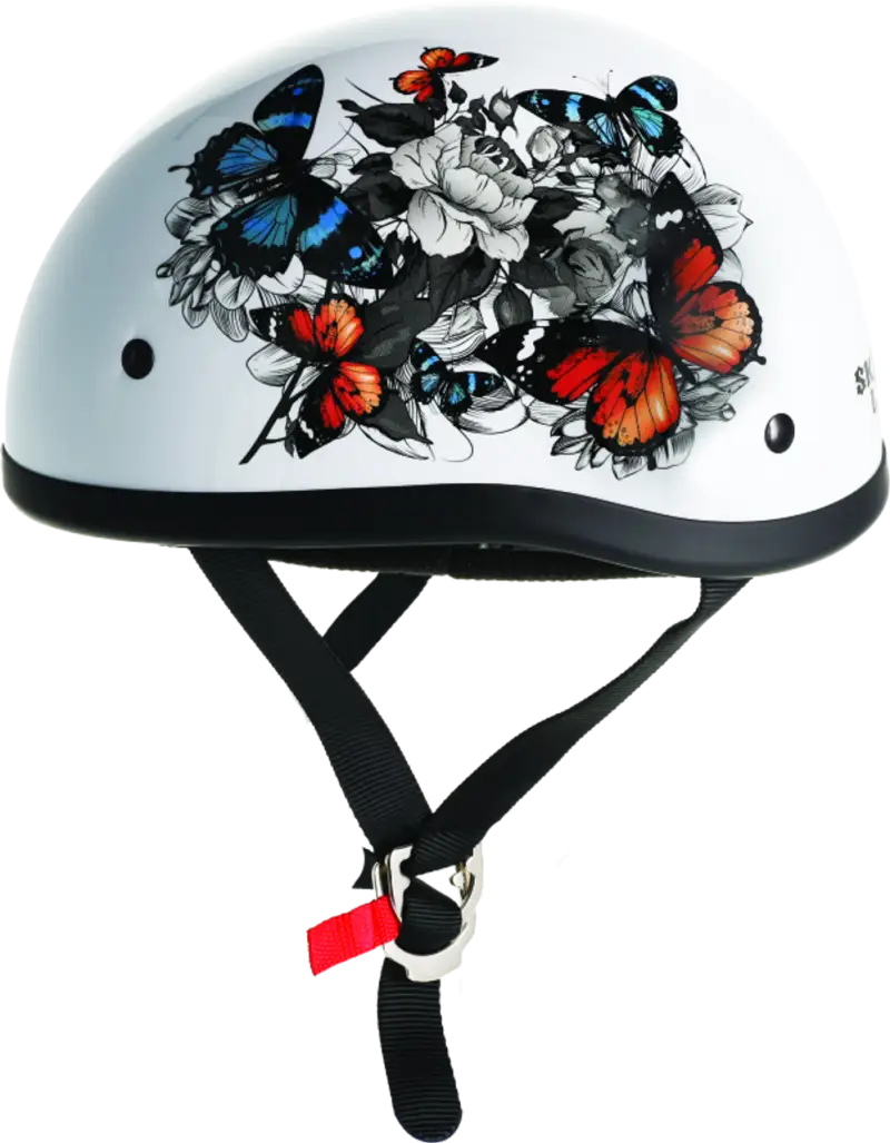 Skid Lids White Rose Original Helmet with Butterfly Design in 2XL size