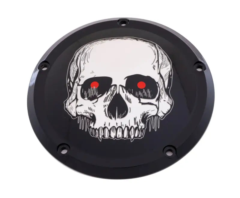 CUSTOM ENGRAVING SKUL33-46BG 7 M8 Flt/Flh Derby Cover Skull Black