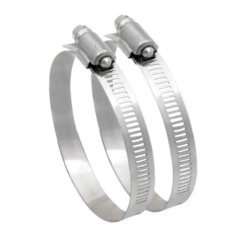 Two metal Spectre Worm Gear Hose Clamps for secure gear hose connections