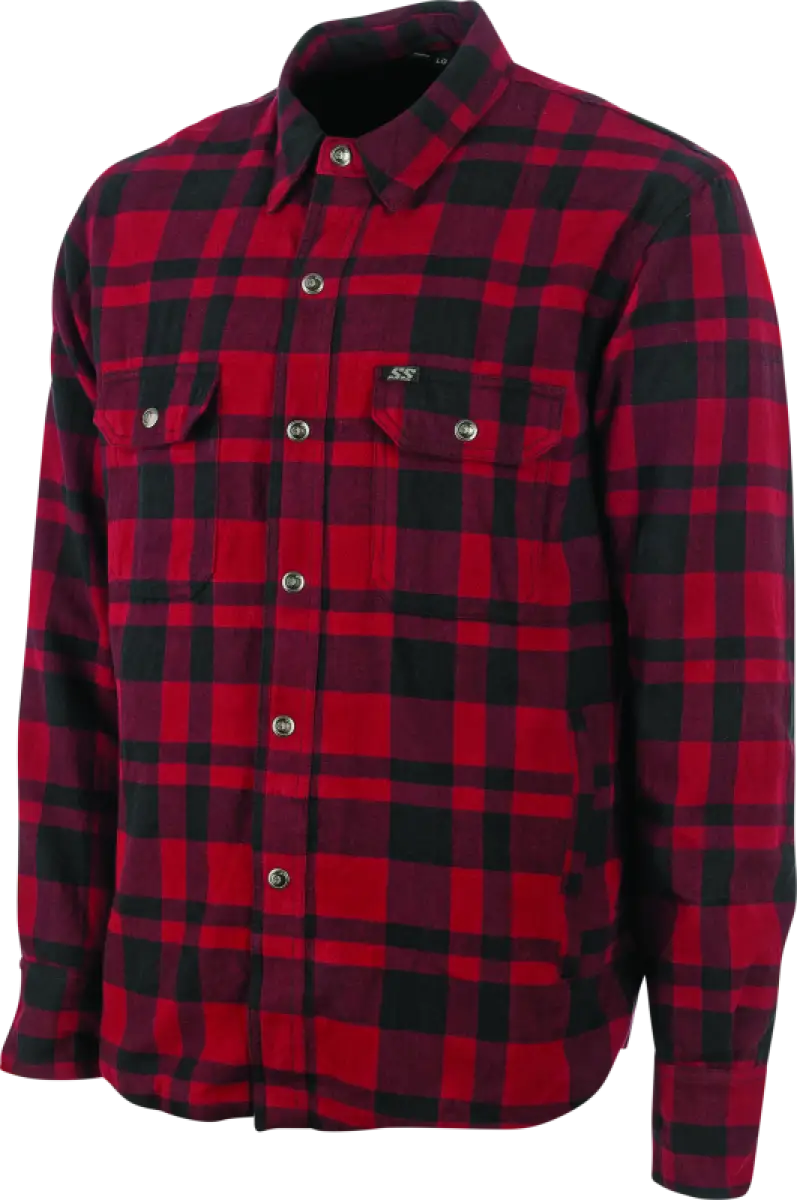 Red and black plaid flannel moto shirt from Speed and Strength Black 9 2.0 Red Large