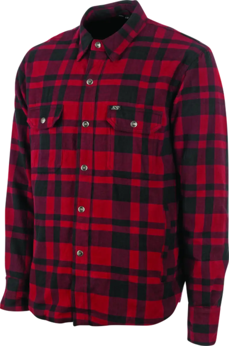 Speed and Strength Black 9 2.0 Moto Shirt Red features red and black plaid design
