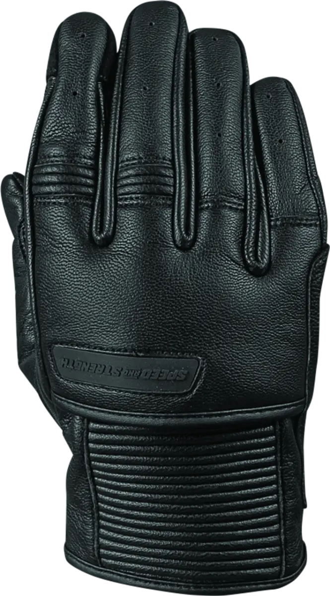 Black leather motorcycle glove from Speed and Strength Off the Chain Leather Gloves Black