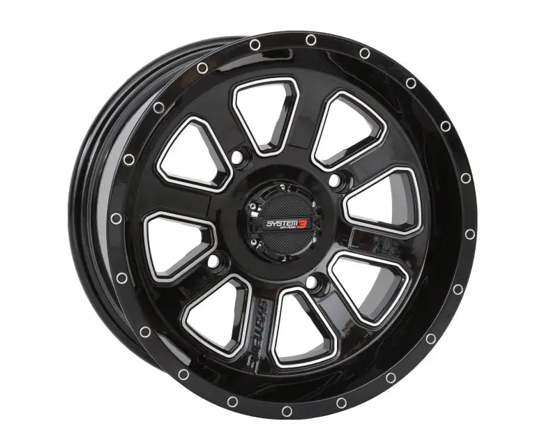 St4 Wheel 14x7 4 + 3 ( + 10mm) 4/110 Gloss Black/Machined - Powersports