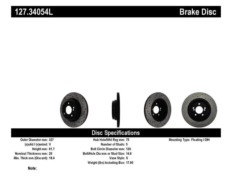 Stoptech StopTech 00-03 BMW M5 (E39) Slotted & Drilled Left Rear Rotor