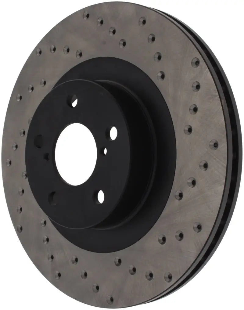 StopTech WRX drilled left front rotor with drilled and slotted brake design