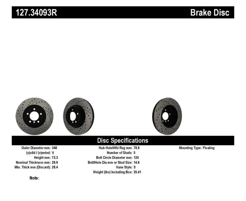 Stoptech StopTech 07-09 BMW 335 (E90/E92/E93) Slotted & Drilled Right Front Rotor