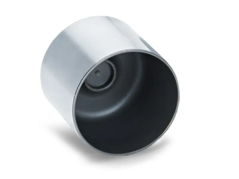 Chrome exhaust tip with black interior and silver exterior, fits Nissan KA24DE cam follower set
