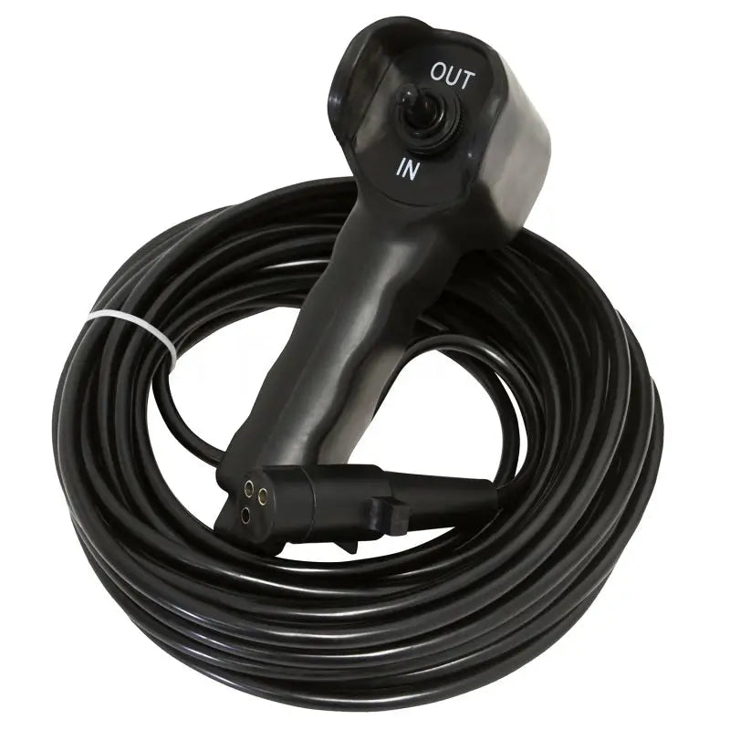 Black winch remote with coiled cable for Tiger Shark 18000SR synthetic rope winch