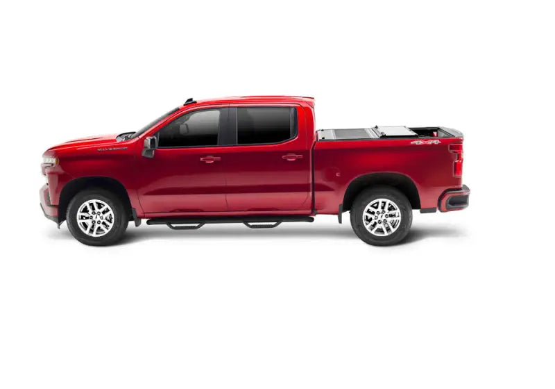 Tonneau Cover Hard Folding; 2 Folds/ 3 Panels; Front Hinge Allows Entire to Flip Up When Folded; Non-Lockable; Black