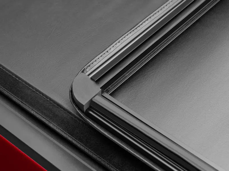 Black leather laptop sleeve with silver stitching for Toyota Tundra tonneau cover accessories