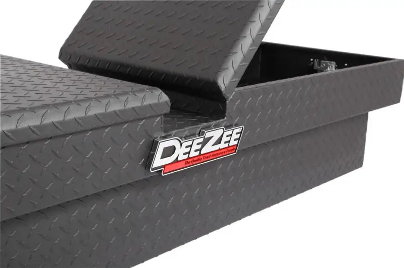 Tool Box Crossover Standard; Gull Wing; Diamond Tread; Black Textured Powder Coated Aluminum; 69-3/4 Inch Length x 20