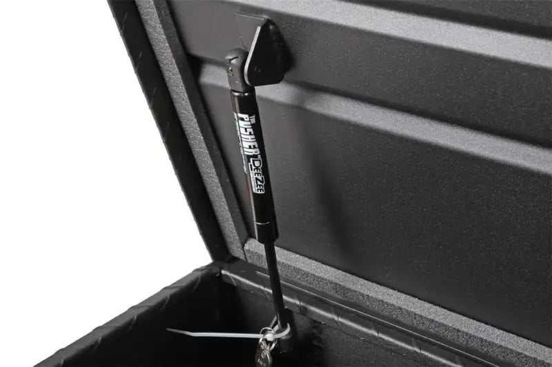 Tool Box Crossover Standard; Single Lid; Diamond Tread; Black Textured Powder Coated Aluminum; 69-3/4 Inch Length x 20