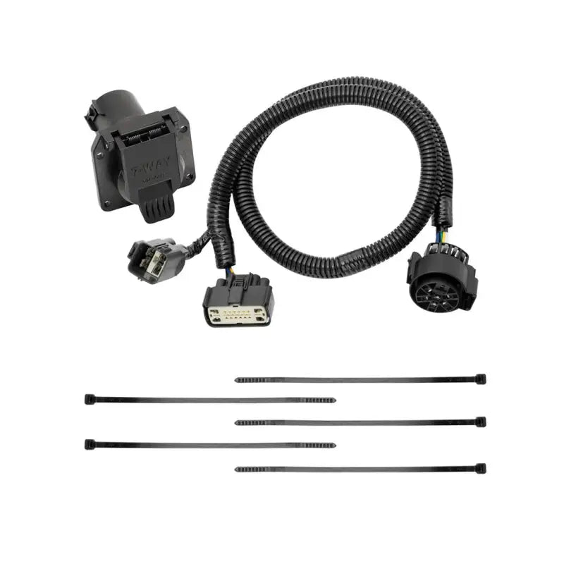 Trailer wiring connector with zip ties for 7-way replacement OEM wiring harness