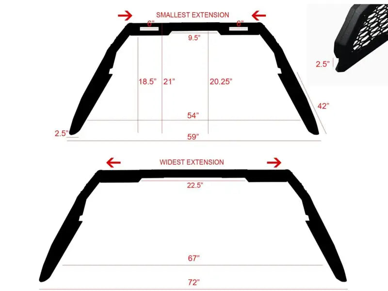 Truck Bed Bar Modular Style; Pre-Drilled Auxiliary Light Mounts; Powder Coated; Black; Steel - & Automotive