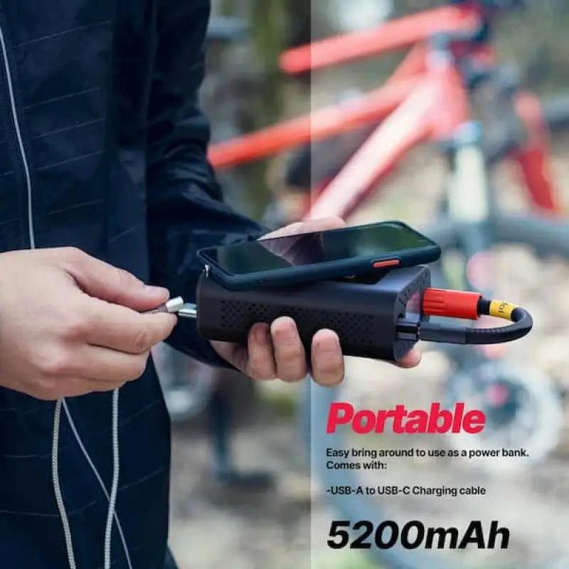 Black portable power bank with 5200mAh capacity for usb power and charging your phone