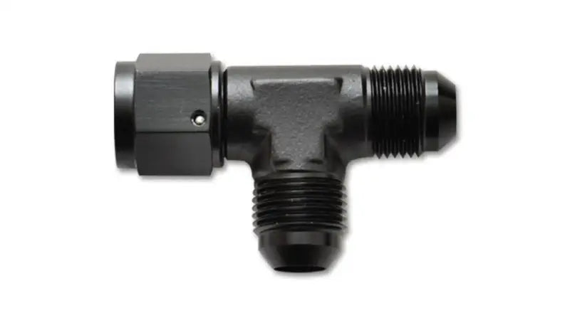 Black aluminum -3AN tee fitting for Vibrant -3AN Tee Fitting with Female Swivel