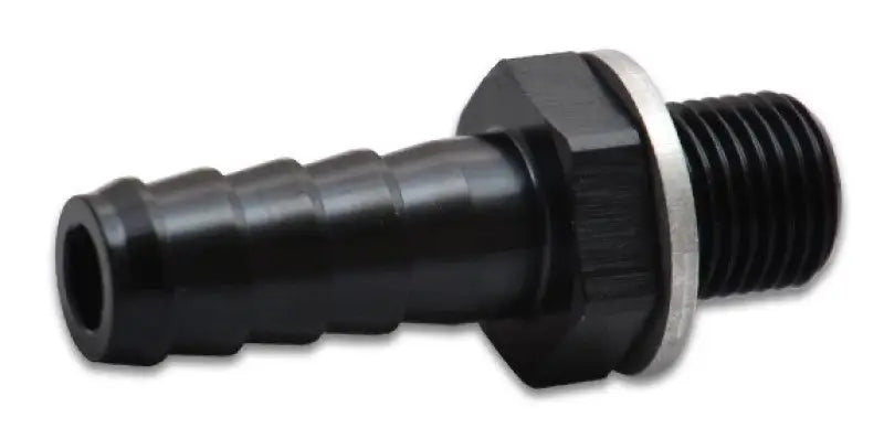 Black Vibrant Male 10mm to 3/8in barb fitting with threaded end for hoses