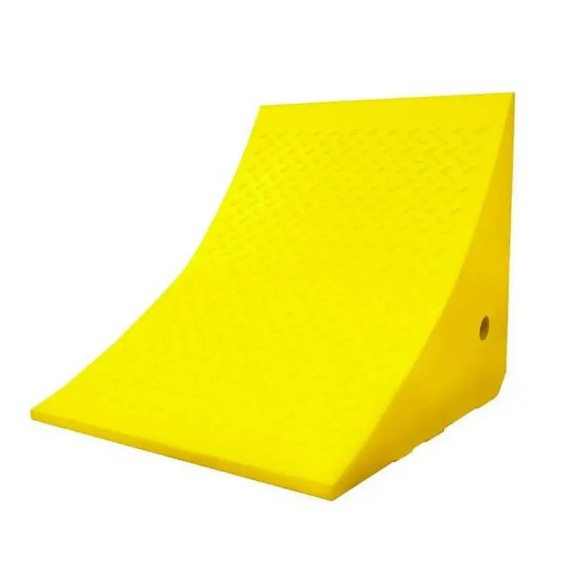 Yellow wheel chock for large equipment, ideal for 70-ton heavy-duty use