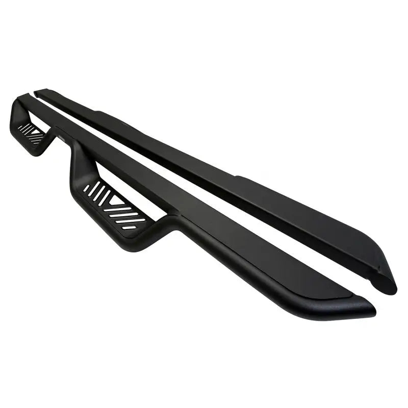 Westin 18-22 Jeep Wrangler JL Unlimited Outlaw Nerf Step Bars in textured black with distinctive die-stamped step plates for maximum traction.