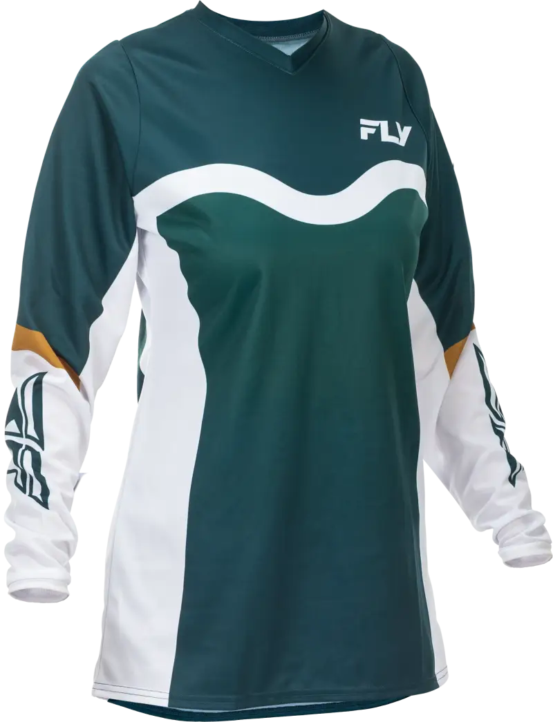 Women's F 16 Jersey Teal/White/Gold 2x - FLY RACING