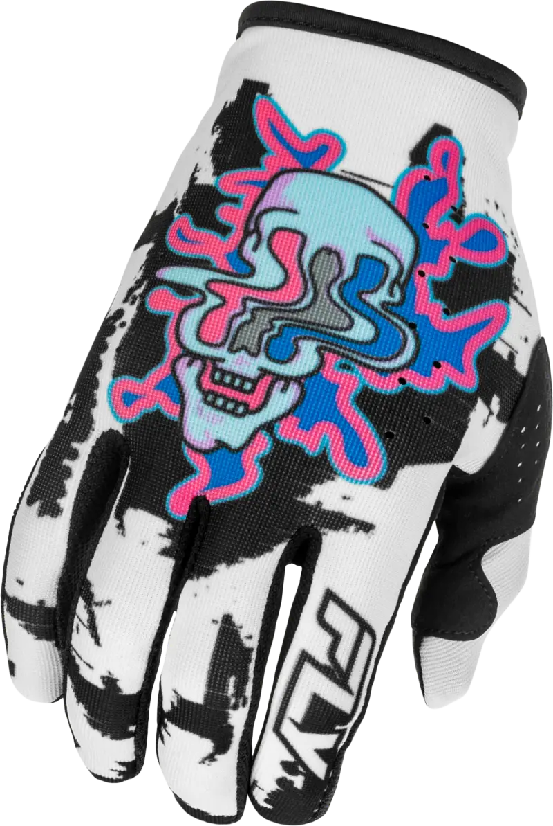 Youth Lite Warp Gloves White/Blue/Pink Ym - FLY RACING